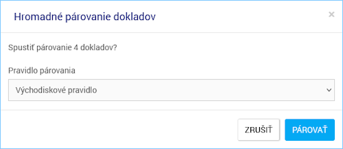 Hromadné párovanie dokladov