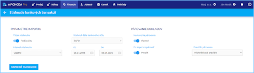 Nastavenie parametrov importu