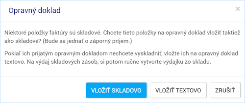 Opravný doklad - hlásenie