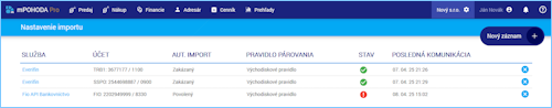 Nastavení importu