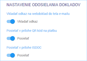 Agenda Odosielanie/ Nastavenie odosielania dokladov